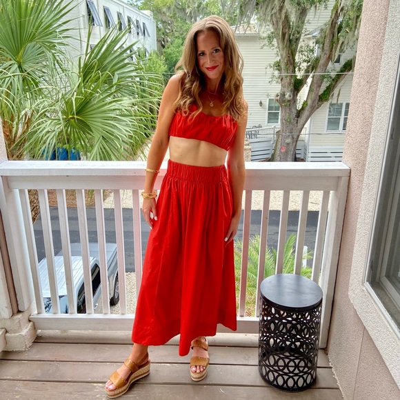 Abercrombie & Fitch Dresses & Skirts - A&F Resort Volume Maxi Skirt & Ruched Tiny Set Top